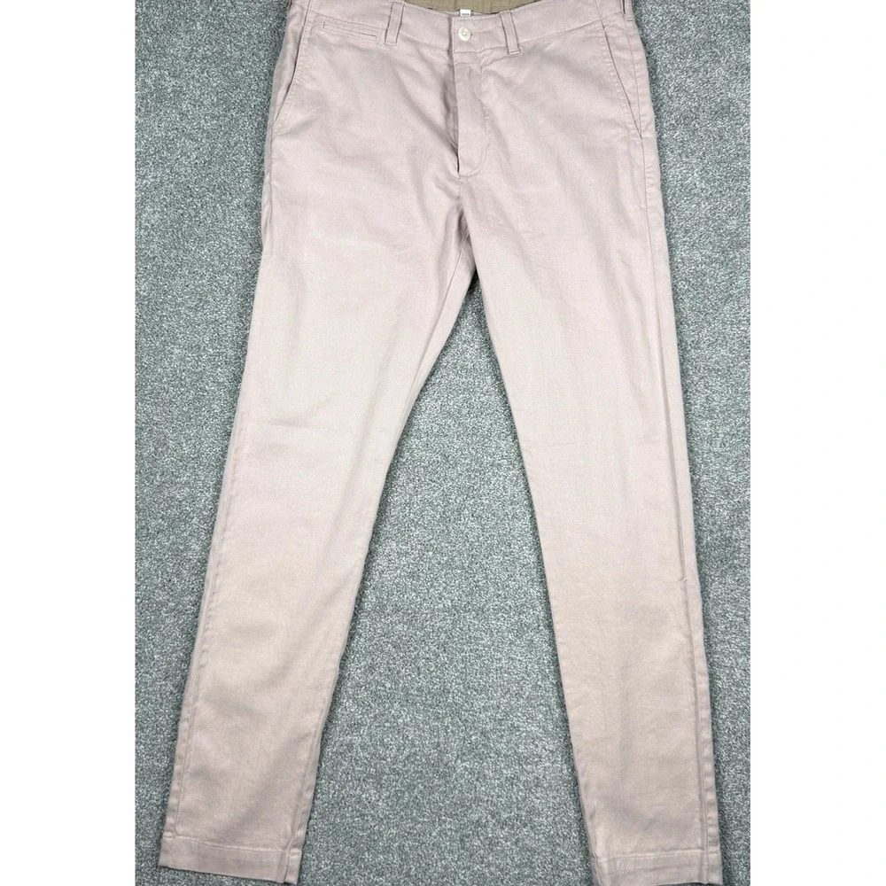 Banana Republic Slim Chino Pants Men 33x34 Faded Pink Linen Cotton Stretch NWT